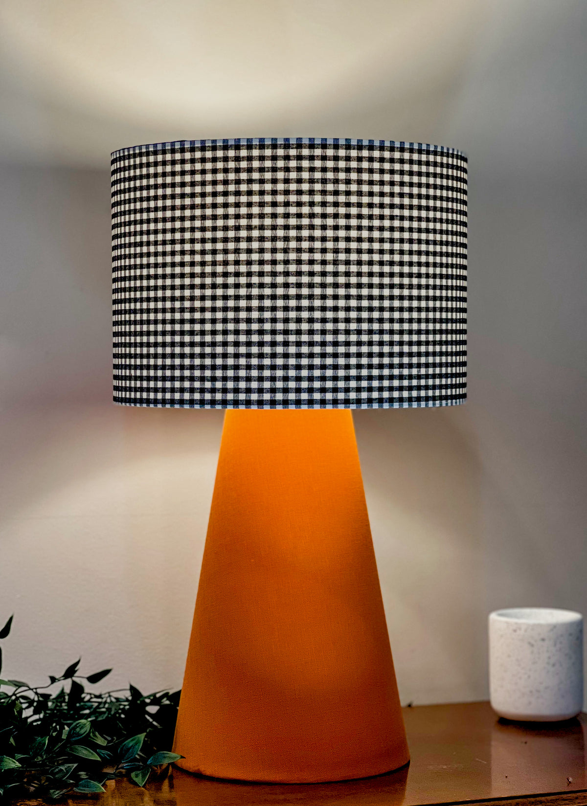 Noire Handmade Table Lamp with Orange Base