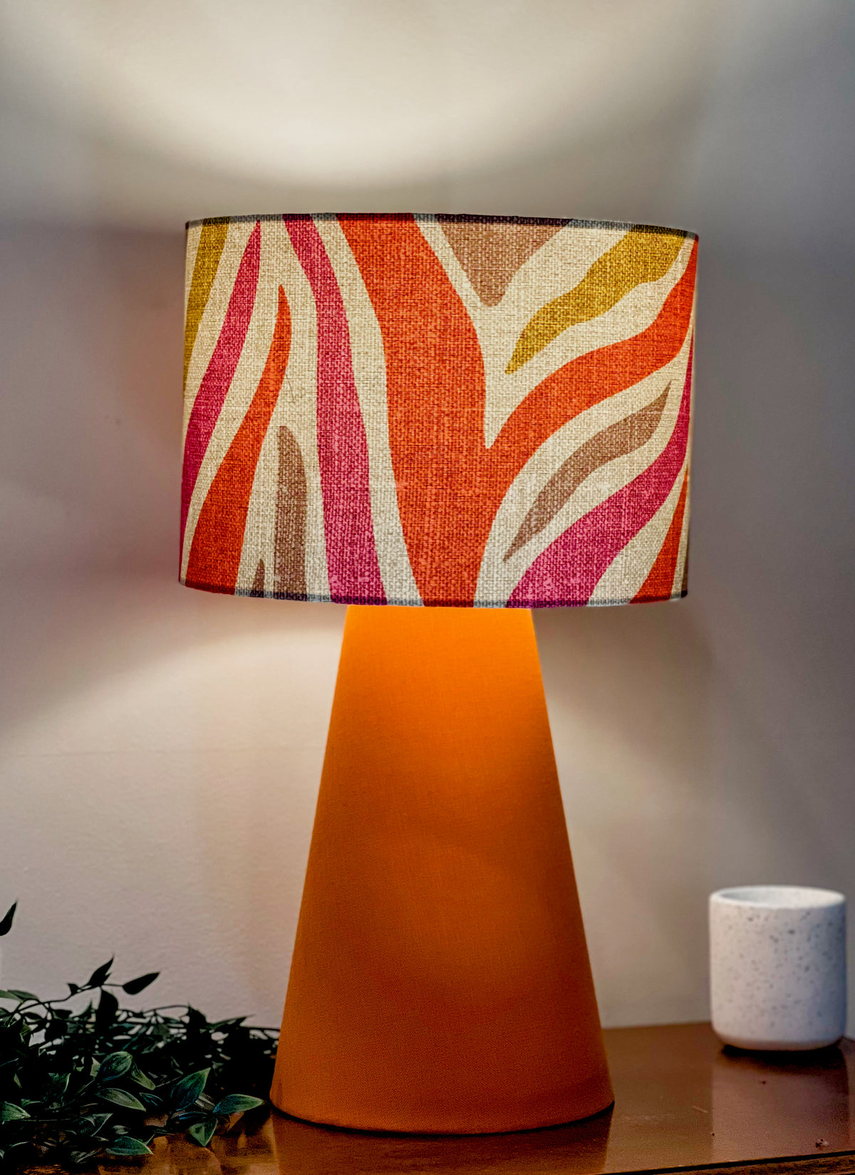 Savana Rosa Handmade Table Lamp with Orange Base