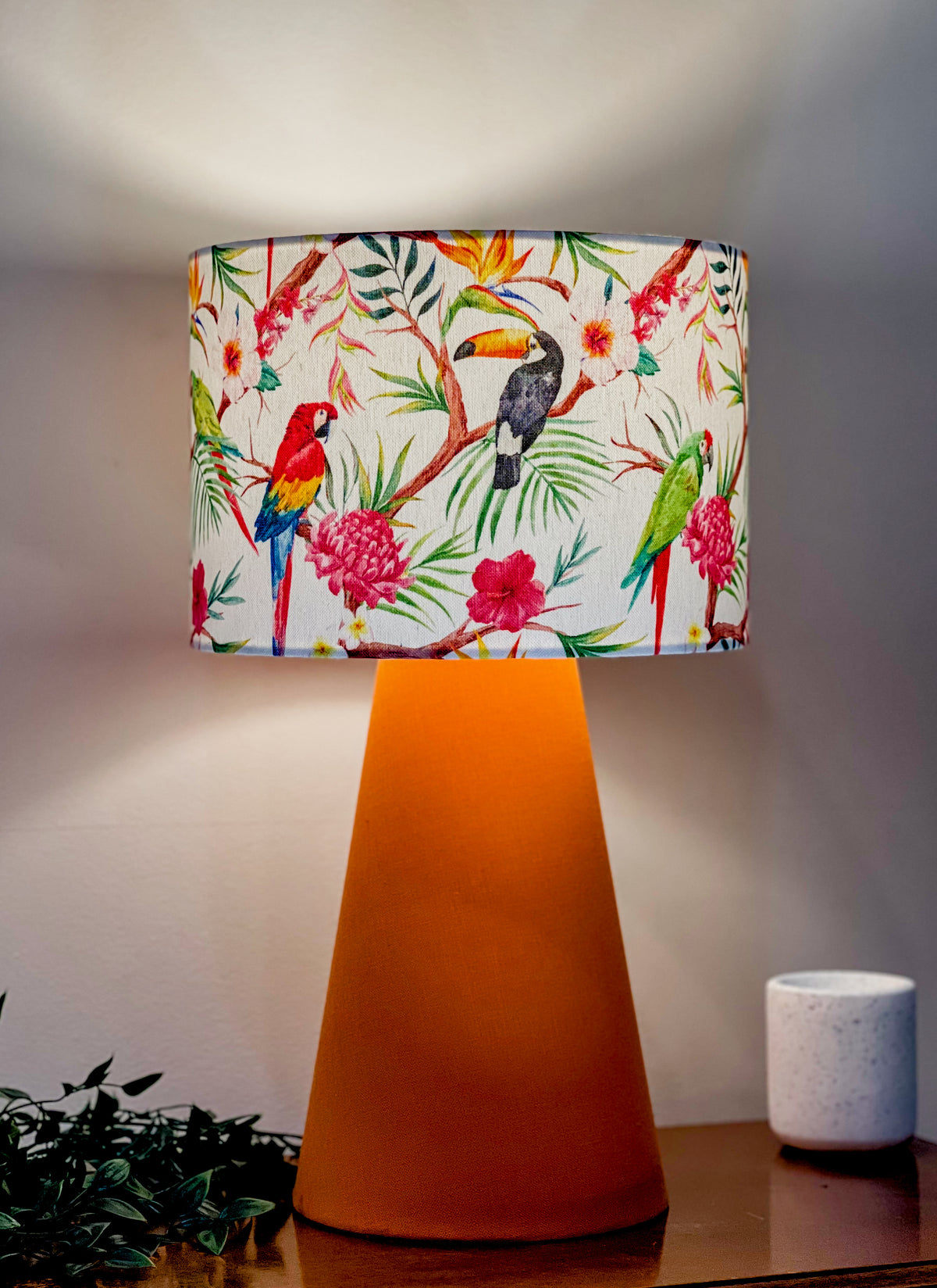 Toucan Handmade Table Lamp with Orange Base