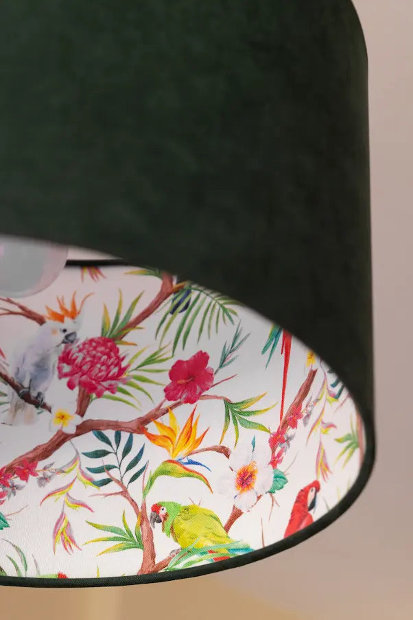Toucan - Green Velvet Drum Lampshade