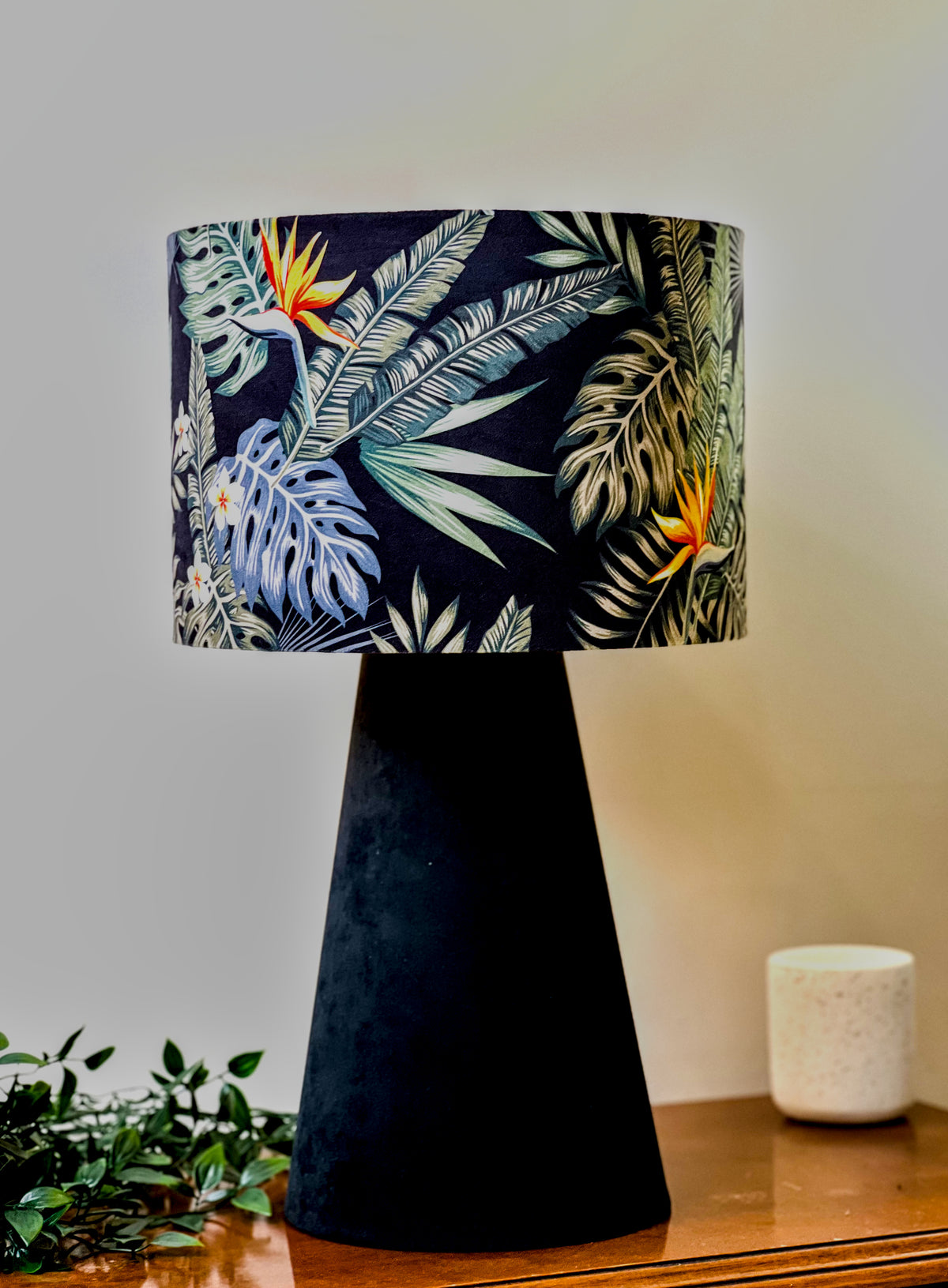 Strelizia Handmade Table Lamp with Black Base