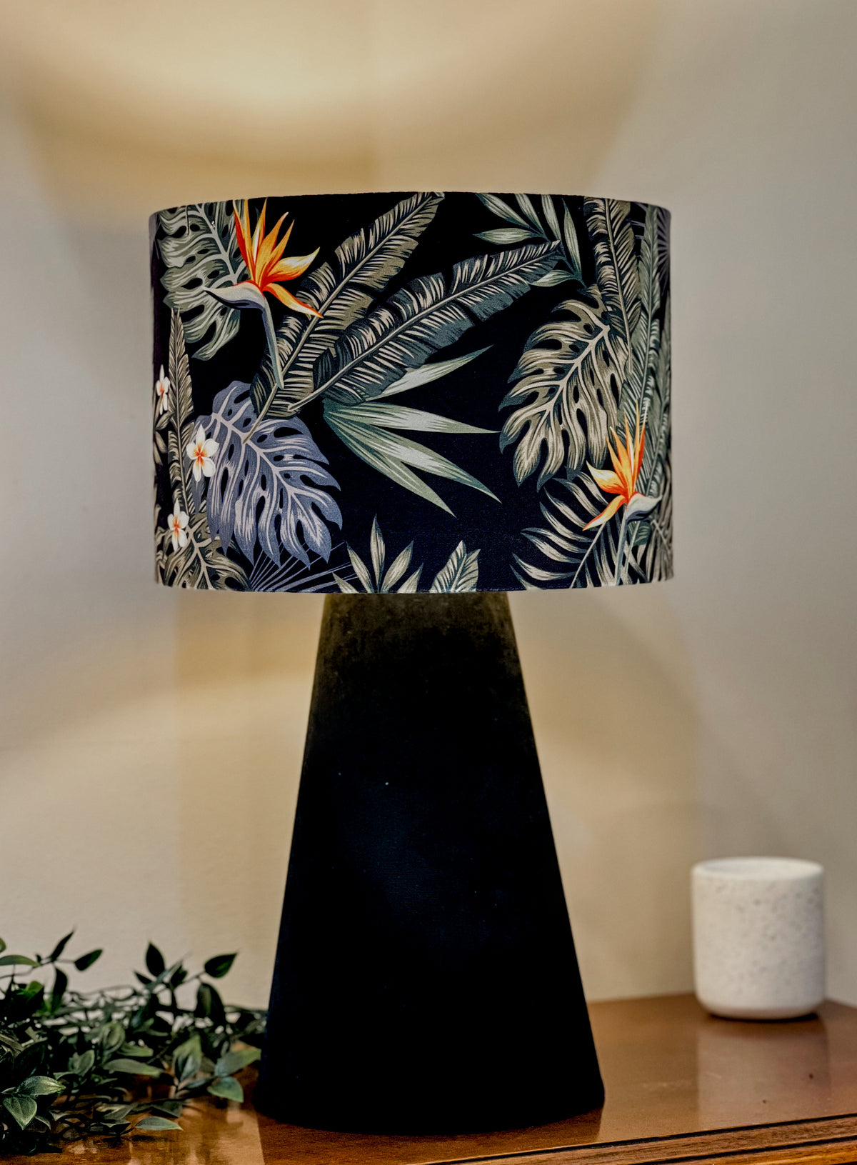 Strelizia Handmade Table Lamp with Black Base