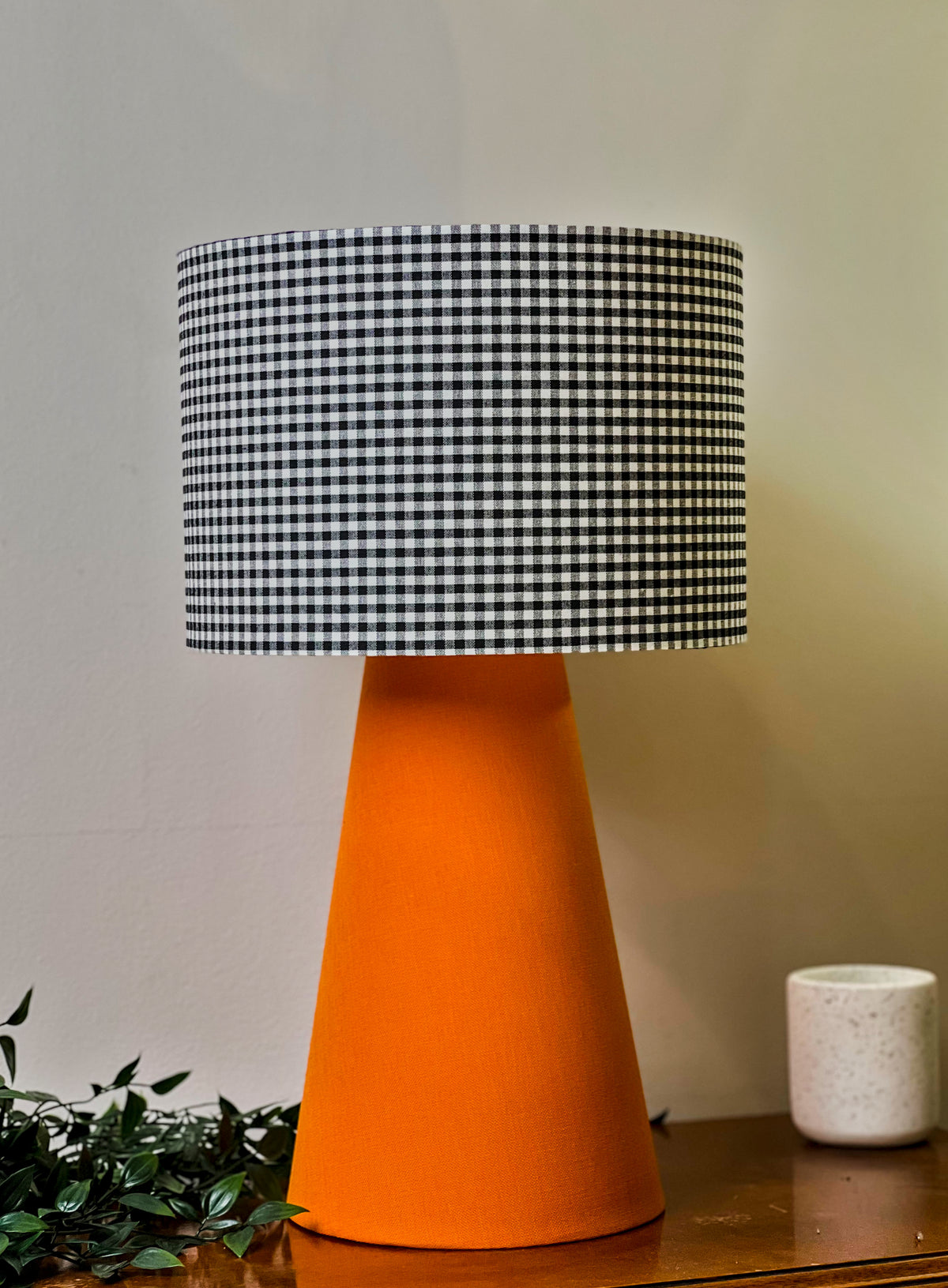 Noire Handmade Table Lamp with Orange Base