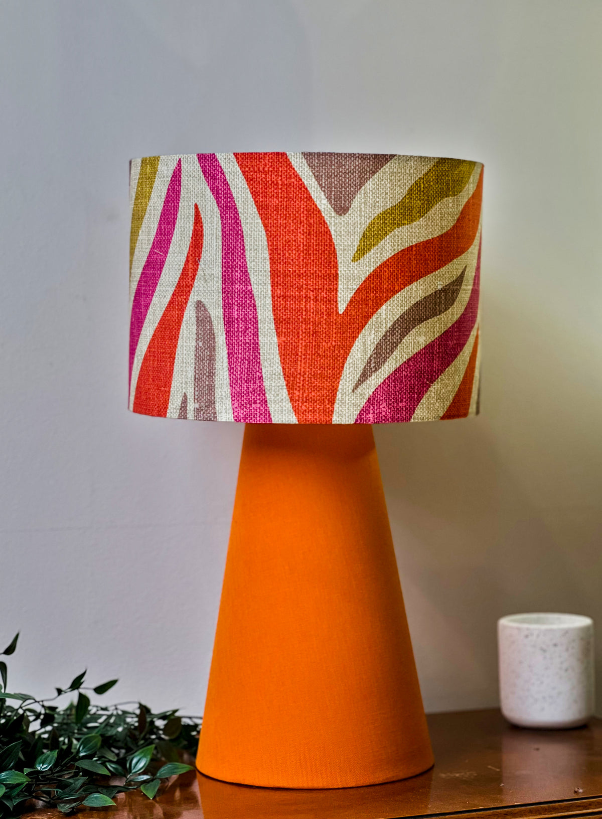 Savana Rosa Handmade Table Lamp with Orange Base