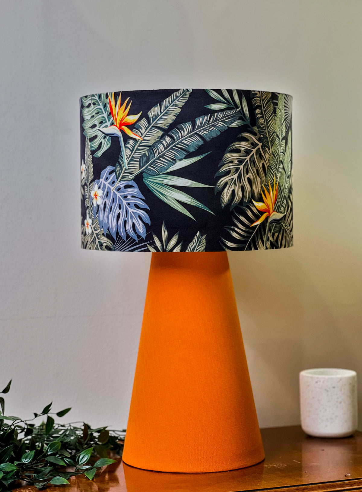 Strelizia Handmade Table Lamp with Orange Base
