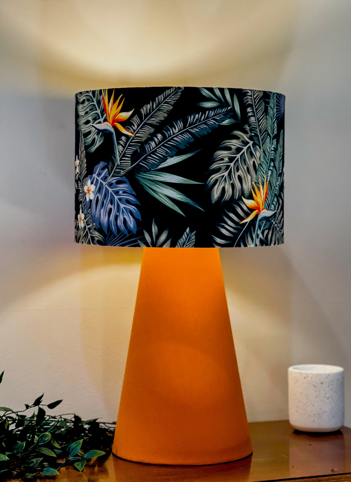 Strelizia Handmade Table Lamp with Orange Base