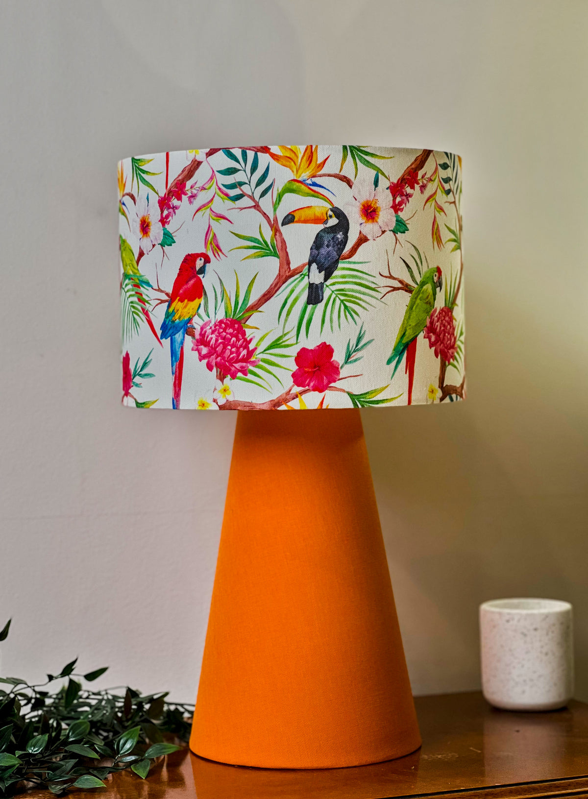 Toucan Handmade Table Lamp with Orange Base